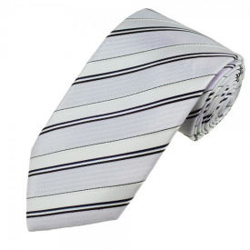 Pale Violet, Purple, Light Blue & White Striped Men’s Silk Tie