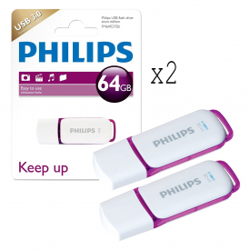 Philips Snow Series USB 3.0 Flash Drive USB 3.0 Memory Stick – 64GB – Twin Pack
