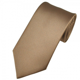 Plain Mid Brown Satin Tie
