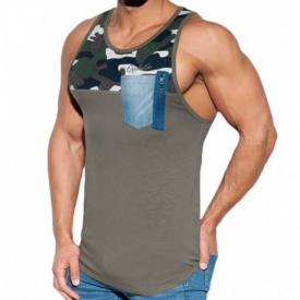 ES Collection Pocket Jeans Tank Top – Khaki L