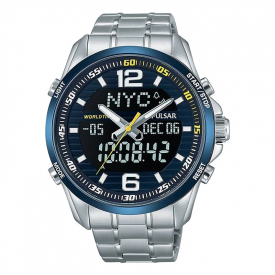 Pulsar Analogue & LCD Digital Watch Stainless Chrono Alarms Timer etc – Model PZ4003X1