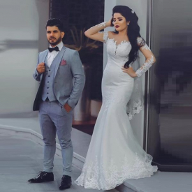 Mermaid Tiered Skirts Wedding Dress Lace Appliqued Beaded Off the Shoulder Bridal Gowns Vestido De Novia