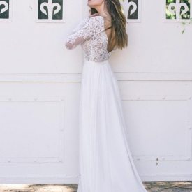 Sexy Open New Back Long Sleeves Country Bohemian Wedding 2021 Cheap Vinatge v Necl Lace Top Chiffon Beach Boho Bridal Gown 90Z4