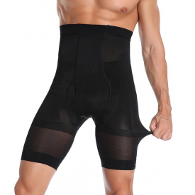 Mens Tummy Control Shapewear Shorts High Waist Slimming Anti-Curling Underwear Body Shaper Seamless Boxer Brief