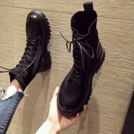 for 2021 New Women Autumn Wholesale Heel Women's Shoes Slide on Toe Round Fashion Boots Black CMJD