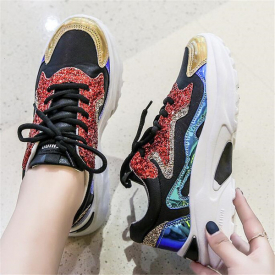 New Women 2021 White Women's Tie-up Leather Chunky Shoes X1D6