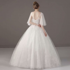 2021 New Spring Dress 1087 Robot Long Robe Soiree Bride to Be Lace Backless White Ivory SX9U