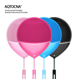 AQTOCNA Ultrasonic Mini Silicone Electric Facial Cleansing Brush Sonic Face Cleanser Brush Deep Cleaning Pore Skin Care Massager