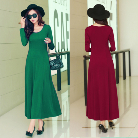 Women V-neck Ankle-length A-line Slim Was Thin Wine Red Green Blue Black Regular Plus Size Simple Club Cocktail Dresses 9936 party