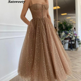Glittering Stars Sequined Prom Dresses A Line Sweetheart Short Prom Dress Ankle Length vestidos de cóctel