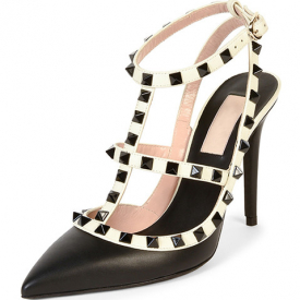 tailor made* high quality!u569 34/40 genuine leather pointy rivets heels sandals v pumps luxury designer 7.5 10 cm fashion shoes