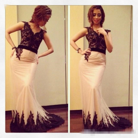 V Neck Formal Evening Prom Dresses Sheath Lace Appliques Celebrity Party Gowns 2019 Custom Elegant Arabic Vestido De Fiesta free shipping