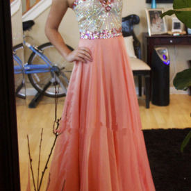 Hot Sale A-line Sweetheart Strapless Chiffon Long Prom Dress With Beaded formal evening dresses floor length