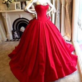 Sweetheart red satin prom dresses ball gown sleeveless floor length fomal evening gowns special sleeveless lace-up dress prom party gown