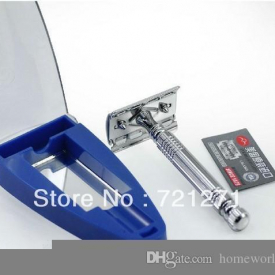 Fantastic Men Traditional Style Safety Double Edge Blade Silver Shave Shaving Hair Razor Remover Gift for Father+ 1 Mirror