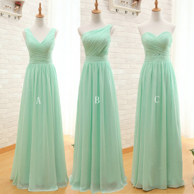 Mint Green Long Chiffon Bridesmaid Dress 2021 A Line Pleated Beach Bridesmaid Dresses Maid Of Honor Wedding Guest Gowns