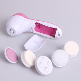 5 in 1 multifunction electric face facial cleansing brush spa skin care massage device with 5 different replacement head