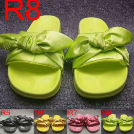 rihanna fenty bandana slide wns bowtie women slippers beach shoes 10 colors summer new arrival bow satin slide sandals with dust bag