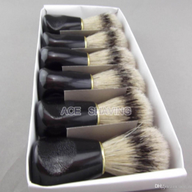 Badger Color Boar Bristle Hair 6 Pieces of Black Plastic Handle Shaving Brush