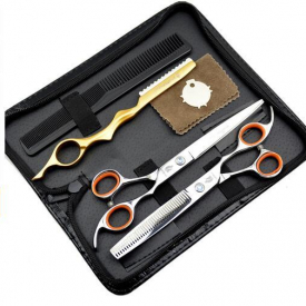 HUNTERrapoo 7 inch professional hairdressing scissors set,Stainless steel Razor scissor thinning shears kits pet scissor