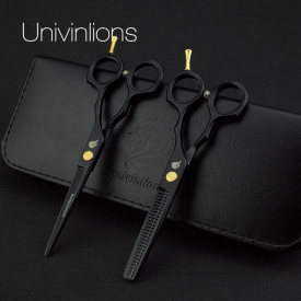 Univinlions 5.5" Sale Black Japan Hair Scissors Teflon Shears Cheap Hairdressing Scissors Barber Thinning Scissors Hairdresser Razor Haircut