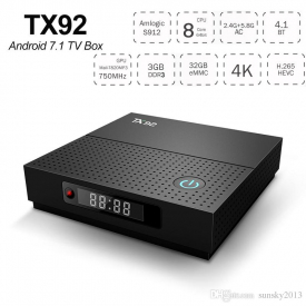 Wholesale TX92 Android 7.1 Smart TV Box 3G 32G Amlogic S912 Octa Core Bluetooth 2.4G/5.8G Wifi 1000M LAN 3GB 32GB Media Player with Display