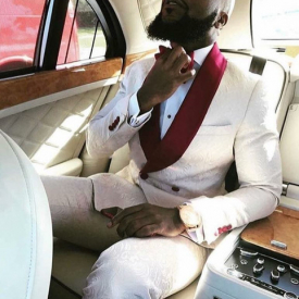 New Fashion One Button Ivory Paisley Groom Tuxedos Groomsmen Shawl Lapel Best Man Blazer Mens Wedding Suits (Jacket+Pants+Tie) H:875