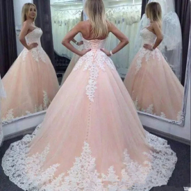 2018 Quinceanera Dresses Sweetheart White Applique Lace Up Back Prom Dresses Long Sweep Tulle Vestidos De Novia Party Gowns Q27