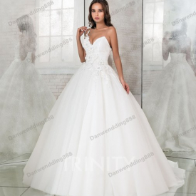 Sexy White V-Neck Organza Applique Beads A-Line Wedding Dresses Bridal Pageant Dresses Wedding Attire Dresses Custom Size 2-16 ZW712167