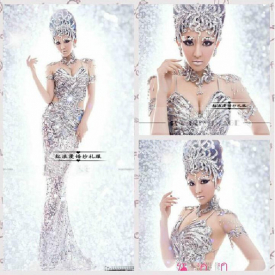 Sexy Silver Mermaid Spaghetti Wedding Dresses Bridal Gown Photography Dresses Photo Shoot Dresses W121526