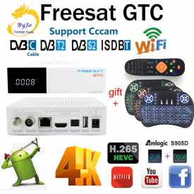 Freesat GTC Satellite Receiver DVB-S2 DVB-C DVB-T2 ISDB-T 2GB RAM 16GB ROM Wifi 2.4G+BT4.0 Amlogic S905D Top set box android 6.0