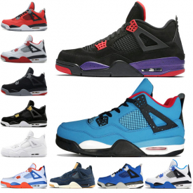 4 4s Kaws Travis Scotts Cactus Jack Raptors Mens Basketball Shoes Eminem Denim Pure Money Royalty Bred Fire Red men sports sneakers designer