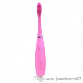 Electric Toothbrush Rechargeable USB Charging 3D Silicone Silicon Tooth Brush Waterproof Tooth Whitening Teeth Deep Clean Two Heads Pink