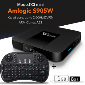 2018 Wholesale 4K TV Box iptv boxes Free Movies Streaming TX3 mini Amlogic s905W Android 7.1 TV Boxes Wireless Keyboard combo