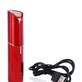 USB Rechargeable Lipstick Facial Hair Remover Red Mini Portable Body Epilator 18K Gold Plated Women Painless Hair Removal Free Shipping