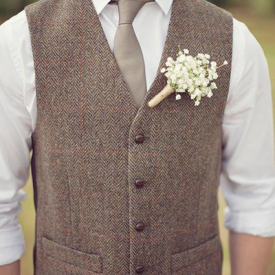 Country Farm Wedding Brown Wool Herringbone Tweed Vests Custom Made Groom Vest Slim Fit Mens Suit Vest Prom Wedding Waistcoat Plus Size