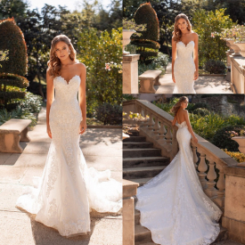 2020 Mermaid Wedding Dresses Sexy Sweetheart Lace Appliques Beach Bridal Gowns Custom Made Open Back Sweep Train Robe De Mariee