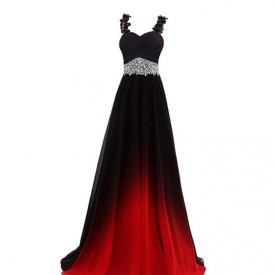 New Sexy 2019 Ombre Crystals Beaded Top Gradient Prom Dresses Gradient Backless Chiffon Homecoming Gown Cocktail Evening Party Gown QC1382