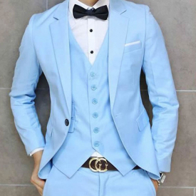 Summer Men Suits for Wedding Blue Suits with Pants Groom Tuxedos Man Prom Jacket Party 3Piece Costume Homme Mariage Formal Terno Masculino