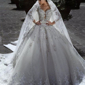 2021 Vestidos De Novia Vintage Luxury white wedding dress Long Sleeve Lace Ball Gown African Plus Size muslim Beads Zuhair Murad Bridal Gowns