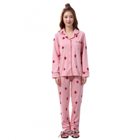 Long sleeve pajamas Ladies Strawberry Print Pajamas Loose Casual Large size Home Wear
