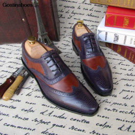 Goodyear Handmade Genuine Leather Carved Cow Leather Business High Quality Custom-made Calfskin Sole Custom