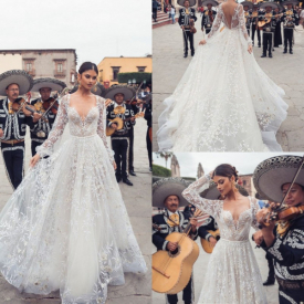 2019 Julie Vino A Line Wedding Dresses Sweetheart Lace Appliqued Sweep Train Bohemian Wedding Dress Custom Elegant Bridal Gowns With Wrap