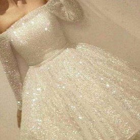 New Arrival White Shine Short Homecoming Dresses Sequins Off The Shoulder Long Sleeve Party Dress Thin Ribbon A-Line Cocktail Shiny