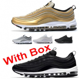 Running Shoes 97 SILVER BULLET Triple Black OG QS Metallic Silver Gold Nero Argento 97 Scarpe Da Ginnastica Classico Taglia Men Women Shoe