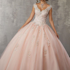 Elegant V Neck Quinceaneara Dresses Ball Gown vestidos de quinceanera Keyhole Back sweet 16 dresses Floor Length Prom Gowns