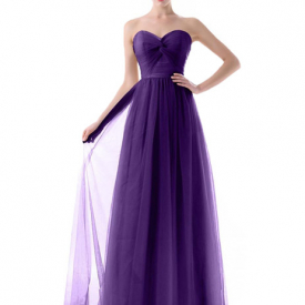 Custom Made 2021 Formal Bridesmaid Dresses Sweetheart Strapless Backless Pleats Tulle Lavender Long Floor Length Junior Bridesmaid Dress