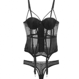 elasticity corset bustier with cup girdle set with straps belt breathable fabric lingerie black corset dress