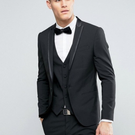 Black Wedding Tuxedos Slim Fit Suits For Men Groomsmen Suit Three Pieces Cheap Prom Formal Suits (Jacket+Pants+Vest+Tie) 209
