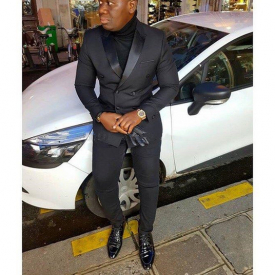 Handsome Groomsmen Peak Lapel Groom Tuxedos Mens Wedding Dress Man Jacket Blazer Prom Dinner 2 Piece Suit(Jacket+Pants+Tie) 418